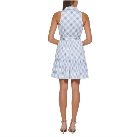 TOMMY HILFIGER NWT Gingham Check Tie Waisted Tiered Dress Size 4  in Blue - Picture 10 of 15